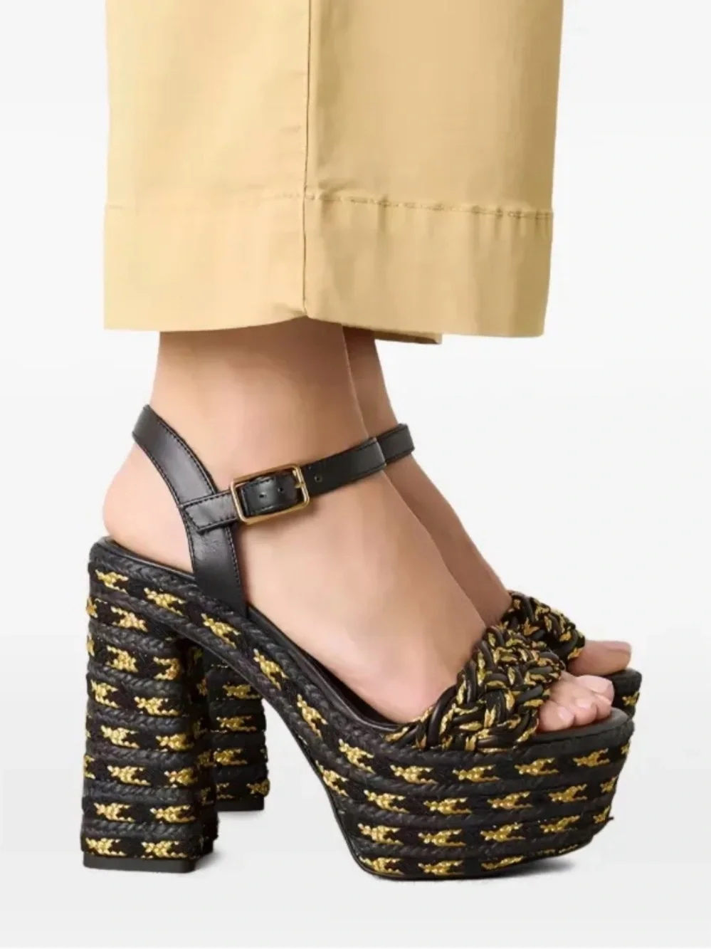NIB Castaner Anne Braided Ankle-Strap Platform Sandals